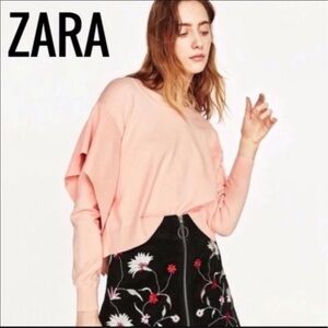 NEW! Zara Knit Pink Ruffled Pullover Sweater